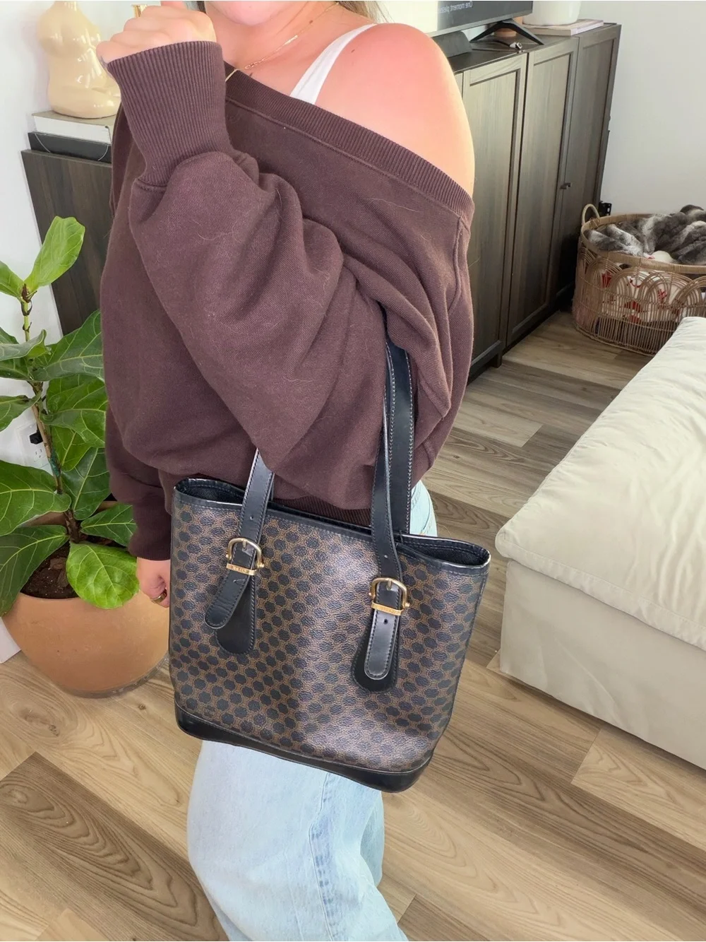 Vintage Celine Macadam Triomphe Canvas Tote